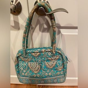Vera Bradley aqua and brown medium sized shoulder bag in great used condition